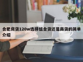 合肥房贷120w选择组合贷还是商贷的简单介绍